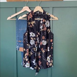 Anthropologie Maeve Silk Tie Neck Tank